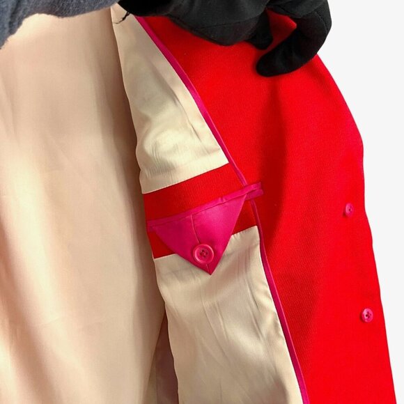 J Crew Helena Blazer Stretch Linen Belvedere Red Size 4 Casual Gold Buttons - Picture 9 of 13